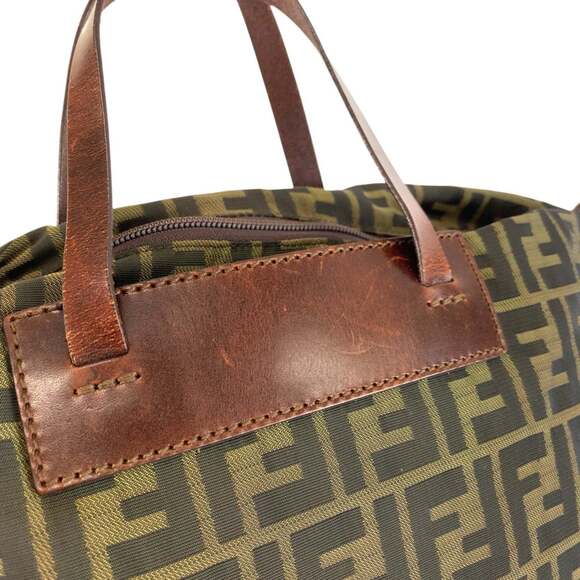 FENDI Zucca Tote Bag in Brown with Silver Hardware and Nylon Leather (71-1582... - Picture 5 of 10